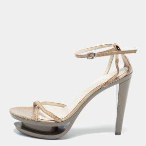 Jil Sander Grey Leather Ankle Strap Sandals Size 35
