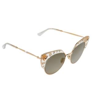 Jimmy Choo Gold Tone/Grey Gradient Crystals REJFQ Audrey Cat-Eye Sunglasses