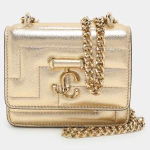 Jimmy Choo Gold Leather Avenue Quad Crossbody Bag