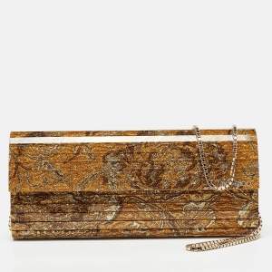 Jimmy Choo Gold Acrylic Floral Sweetie Clutch