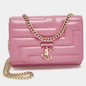 Pre Owned Jimmy Choo Pink Quilted Leather Varenne Chain Shoulder Bag