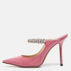 Jimmy Choo Candy Pink Patent Leather Bing Mules Size 38