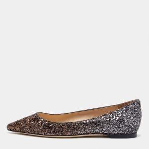 Jimmy Choo Metallic Ombre Glitter Romy Pointed Toe Ballet Flats Size 34.5