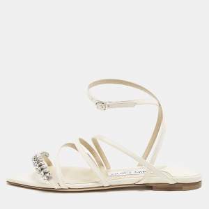 Jimmy Choo Cream Leather Bing Flat Sandals Size 35