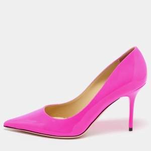 Jimmy Choo Neon Pink Patent Leather Agnes Pumps Size 37