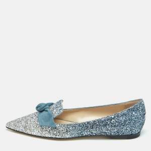 Jimmy Choo Ombre Blue Glitter Gabie Ballet Flats Size 36.5