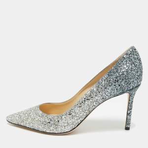 Pre Owned Jimmy Choo Silver/Blue Degrade Glitter Romy Pumps Size 41