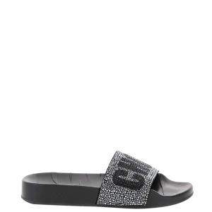 Pre Owned Jimmy Choo Black Leather Crystals Slippers Size IT 35
