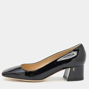 Pre Owned Jimmy Choo Black Patent Leather Dianne Block Heel Pumps Size 37
