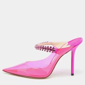 Jimmy Choo Pink Pink PVC and Satin Bing Sandals Size 40