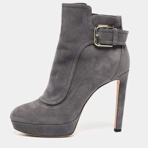 Pre Owned Jimmy Choo Grey Suede Britney Ankle Boots Size 39.5