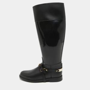 Pre Owned Jimmy Choo Black Rubber Rain Boots Size 36