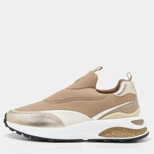 Pre Owned Jimmy Choo Beige Neoprene and Leather Memphis Sneakers Size 41