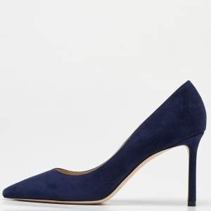 Jimmy Choo Navy Blue Suede Romy Pointed Toe Pumps Size 37