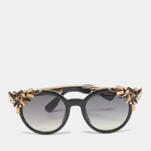 Jimmy Choo Black/Rose Gold Gradient VIV/S 06K9C Crystals Cat Eye Sunglasses