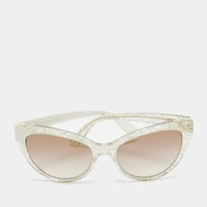 Jimmy Choo White/Black Gradient Glitter Cat Eye Sunglasses
