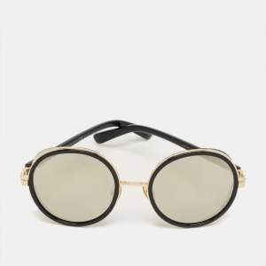 Pre Owned Jimmy Choo Black/Silver Mirrored Andie/S Round Sunglasses