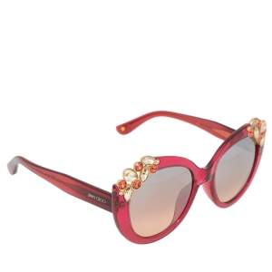 Jimmy Choo Pink Acetate Megan Jewel Embellished Cat Eye Sunglasses