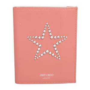Jimmy Choo Peach Leather Analya Passport Holder