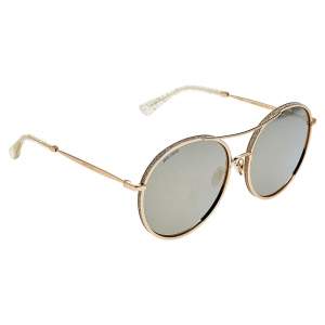 Jimmy Choo Crystal & Gold Tone / Grey J5GJO Leni Round Sunglasses