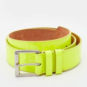 Jimmy Choo Neon Yellow Patent Leather Star Buckle Belt 90 CM
