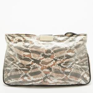 مملوكة مسبقًا Jimmy Choo Tri Color Python Print Patent Leather Derek Clutch