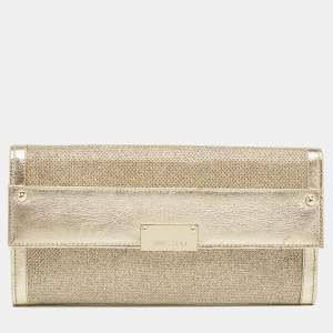 Jimmy Choo Gold Glitter Leather Reese Clutch