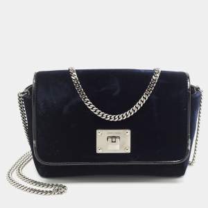 Jimmy Choo Midnight Blue Velvet Mini Ruby Chain Crossbody Bag