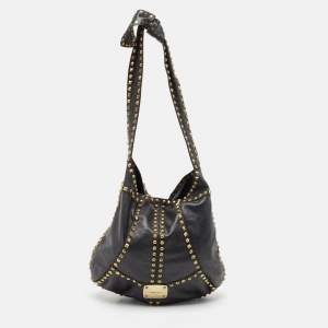 Jimmy Choo Black Leather Studded Hobo
