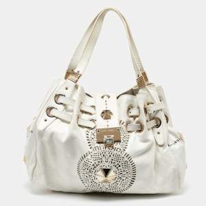 Jimmy Choo White Leather Studded Ramona Shoulder Bag