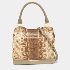 Jimmy Choo Tricolor Karung Leather Top Handle Bag
