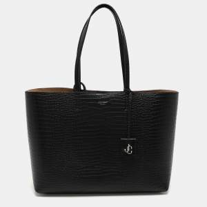 Jimmy Choo Black Croc Embossed Leather Deelan Tote