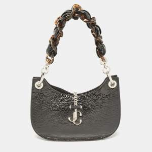 Pre Owned Jimmy Choo Black Patent Leather Varenne Hobo