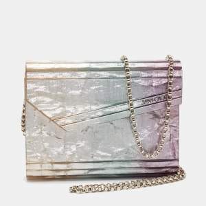 Jimmy Choo Multicolor Acrylic and Velvet Candy Chain Clutch 