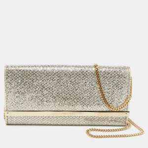Pre Owned Jimmy Choo Gold Lurex Fabric Milla Chain Clutch
