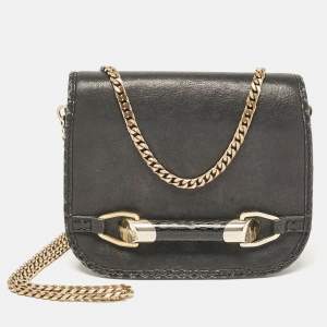 Jimmy Choo Black Leather and Watersnake Leather Trim Zadie Crossbody Bag