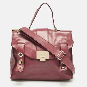 Jimmy Choo Burgundy Leather Pauline Top Handle Bag