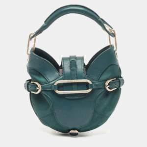 Jimmy Choo Green Leather and Satin Mini Tulita Hobo