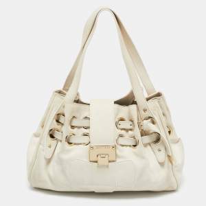 Jimmy Choo Off White Leather Riki Tote