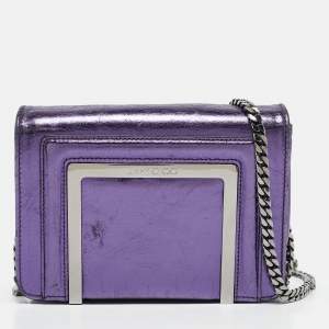 Jimmy Choo Metallic Purple Leather Ava Crossbody Bag