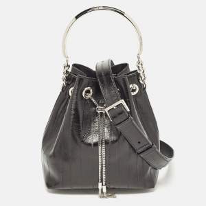 Jimmy Choo Black Eel Leather BonBon Bucket Bag