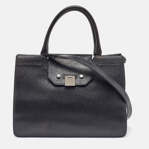 Jimmy Choo Black Leather Flap Riley Tote