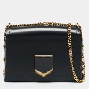 Jimmy Choo Black Leather Lockett City Shoulder Bag
