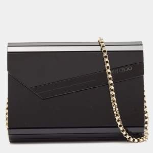 Jimmy Choo Black Acrylic and Leather Candy Chain Clutch 