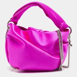 Jimmy Choo Pink Satin Bonny Chain Clutch