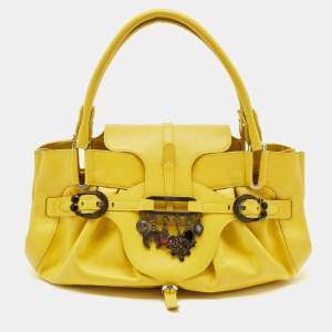 Jimmy Choo Yellow Leather Tulita Charm Shoulder Bag