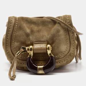 Jimmy Choo Light Brown Suede Mini Flap Crossbody Bag