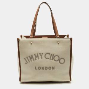 Jimmy Choo Tan/natural Canvas Varenne Tote