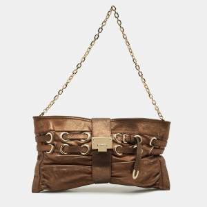 Jimmy Choo Bronze Leather Rio Chain Shoulder Bag