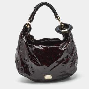 Jimmy Choo Red/Black Leopard Print Patent Leather Large Sky Bangle Hobo